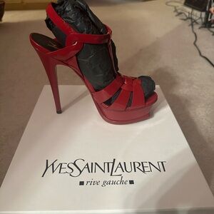 Saint Laurent Red patent leather Tribute sandal